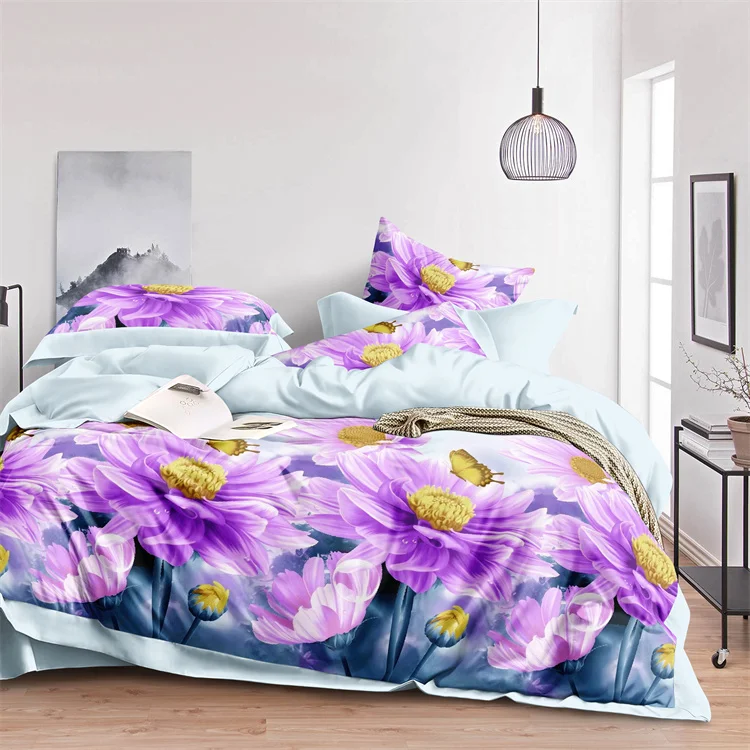 A wide variety of design Cheap polyester material 3D printed bed sheet 4pcs sets use for home