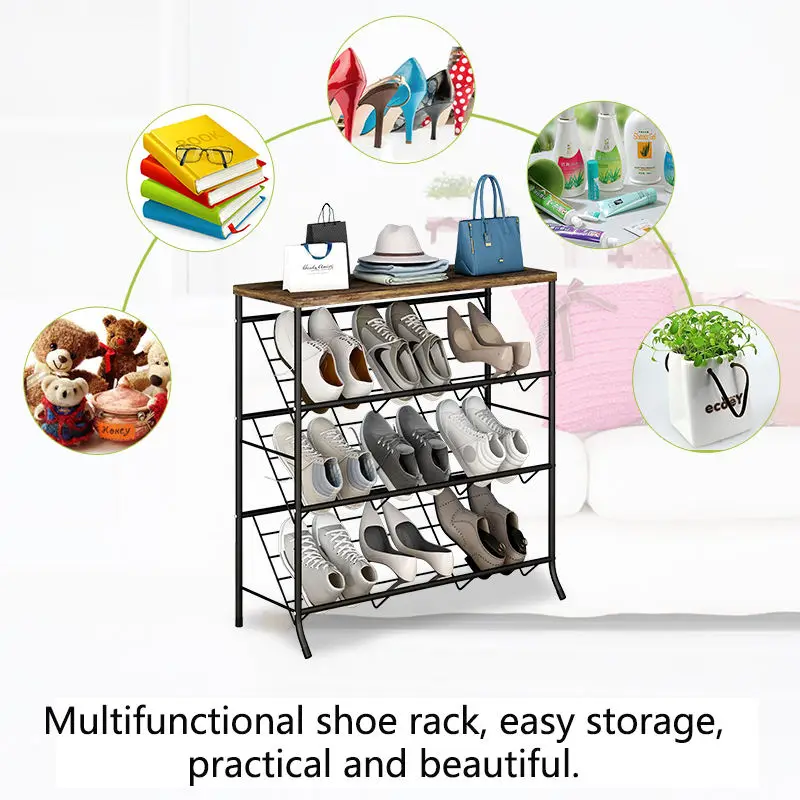 Scarpiera Large Capacity 3-Layer Metal shoe Rack Outdoor Black Shoe Storage Organization Rack Shoe Display Stand For Living Room