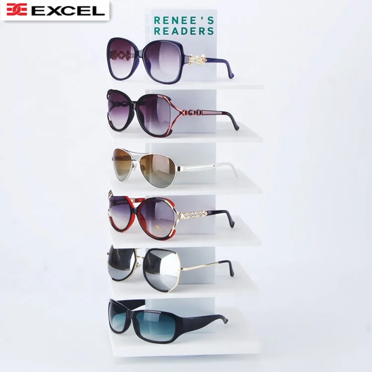 EXCEL Retail Chain Eyeglasses Holder Anti Slip Rotating Acrylic Sunglasses Display Rack Material