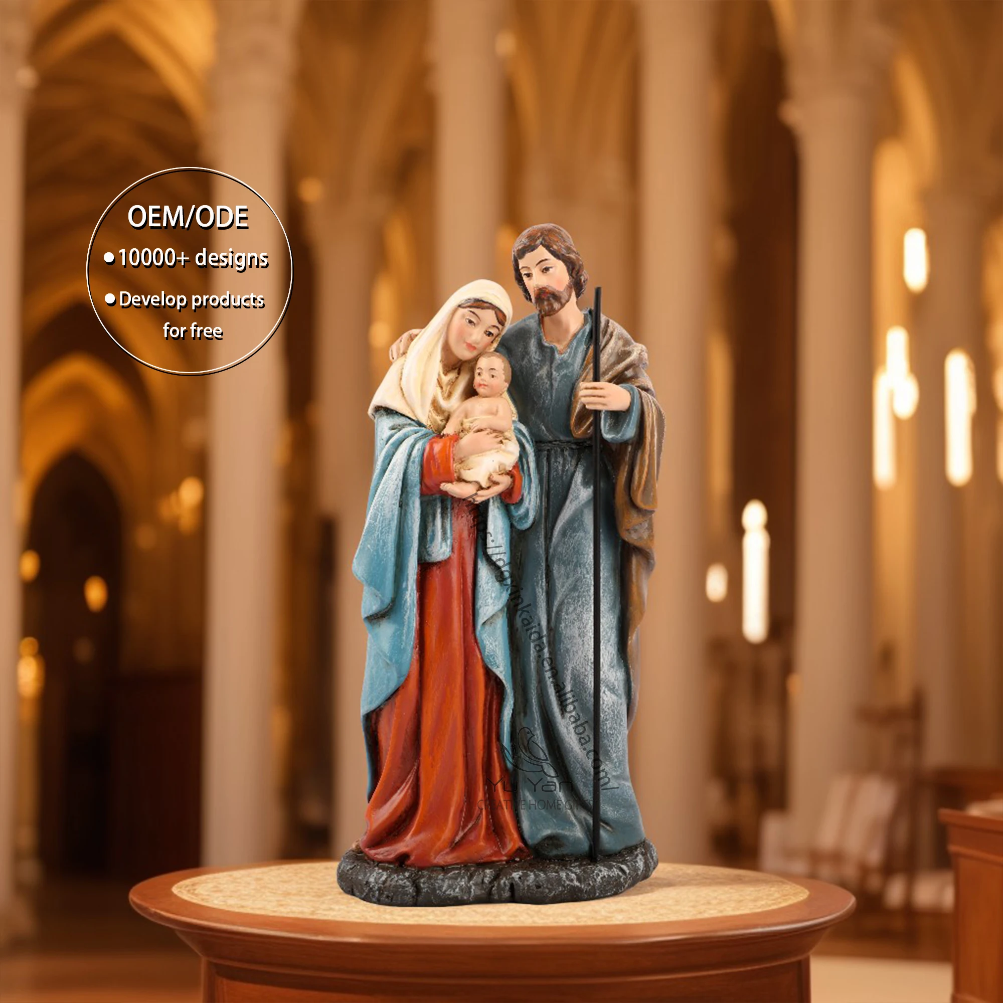 Factory wholesale catholic religious statues resin christian christmas statues jesus mary and joseph christian small statues