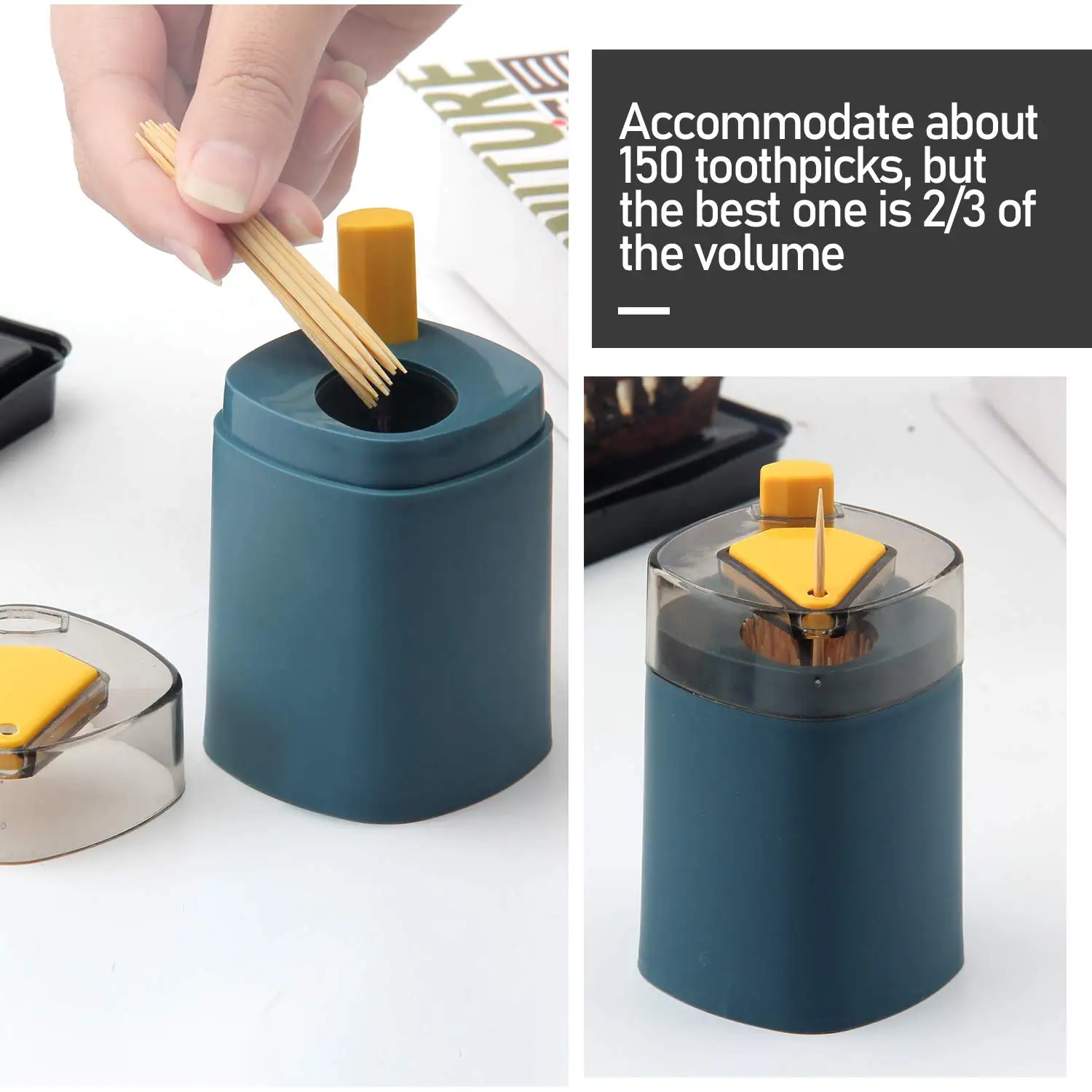 Hot Sale Creative Automatic Pressing Modern Style Type Toothpicks Holder Self-pressing Holder Toothpick Dispenser