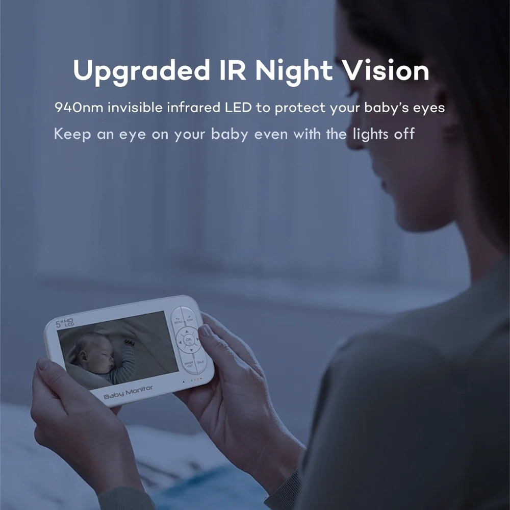 SONIX RTOS Low Power Consumption Long Battery Life Crying Alarm Lullabies VOX Mode Full HD 720P 1080P Baby Monitor with Camera