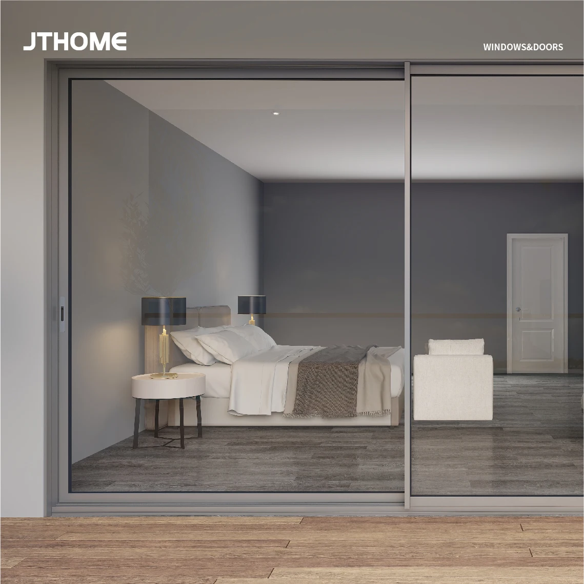 JTHOME Manufacturer Supplier Patio Door Custom Patio Sliding Door Exterior Aluminum Sliding Doors