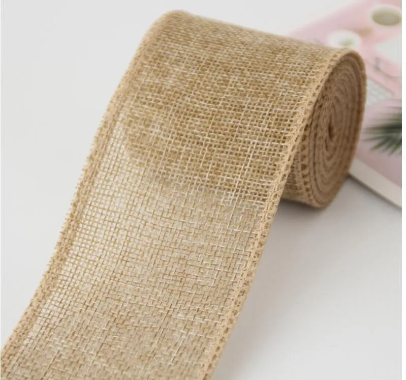 Wholesale Best Price 6CM Linen Jute Ribbon Roll For Wedding Christmas Decoration