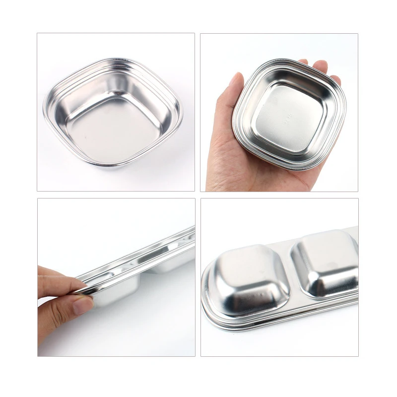 304 Stainless Steel BBQ Pepper Roast Meat Sauce Dishes Bowl Separate Sushi Vinegar Soy Plates Tableware Food Seasoning Tray
