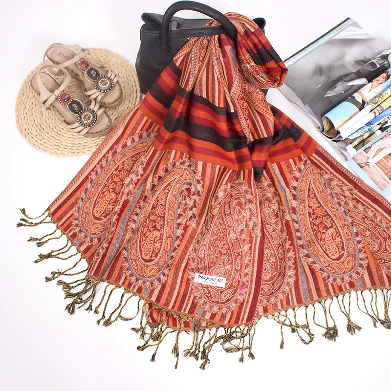 2023 New Arrival  Fashion  Winter Pashmina Shawl Flower Embroidered Tassel Scarf Cashmere Scarf Ethnic style shawl