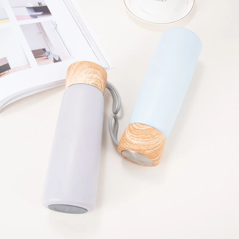 CL1C-B98 ComLom New Shape Stainless Steel Vacuum Conical Thermos with Wooden Lid and handle