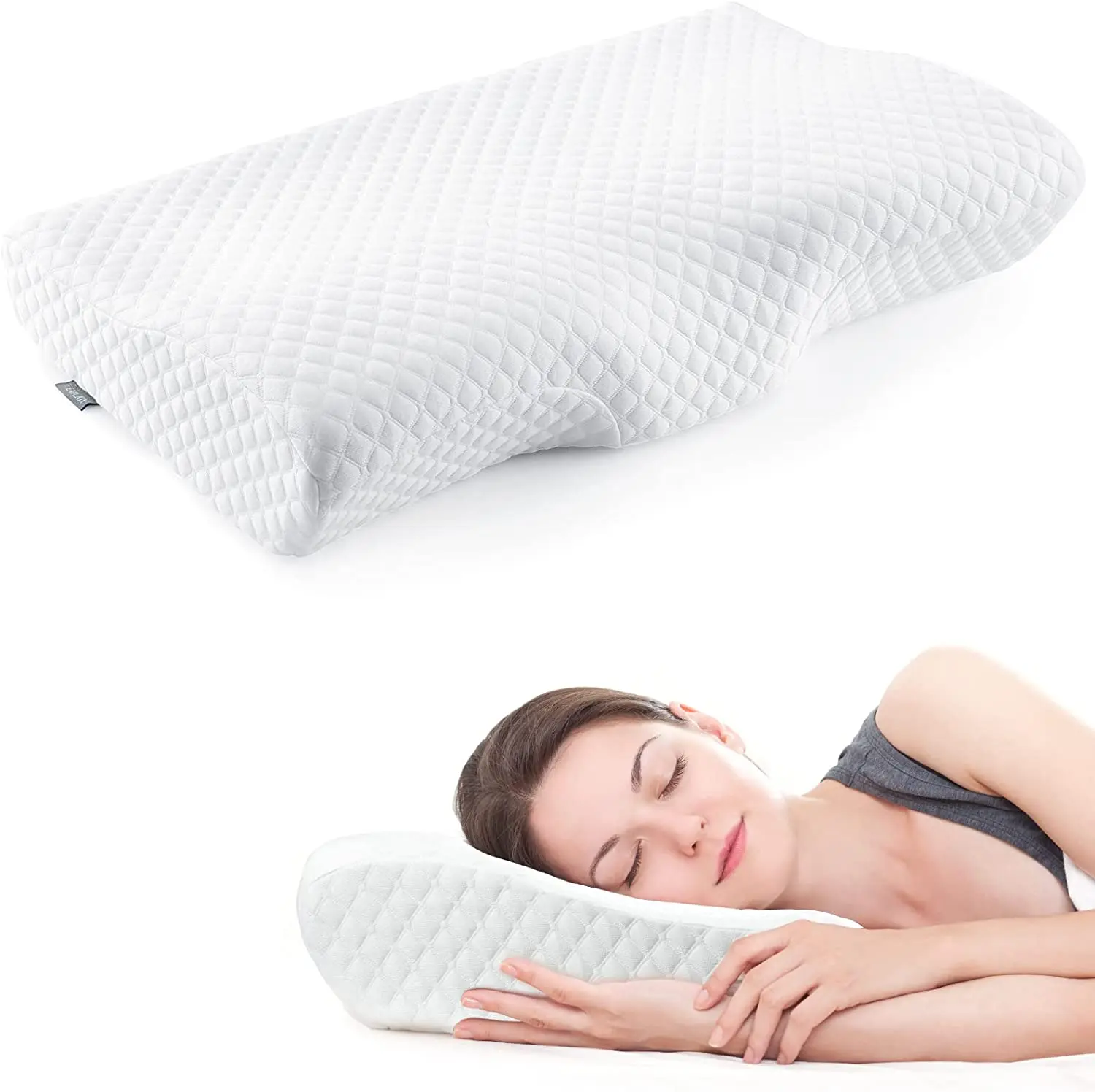 Memory Foam Pillow, Neck Pillows for Pain Relief Sleeping with Bamboo Cover, Cervical Sleeping Pillows for Side,