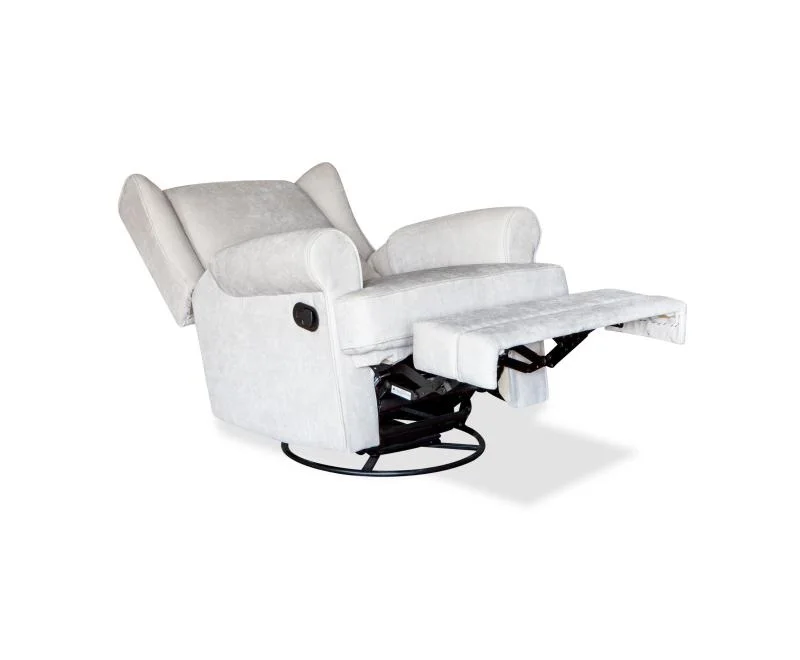 Modern style soft fabric glider with swivel recliner chair