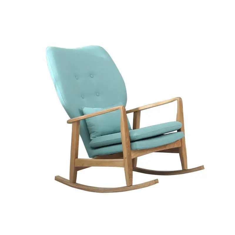 
New modern swivel living room patio sofa multi-angle adjustable wooden outdoor folding nordic patchwork fabric rocking chair 