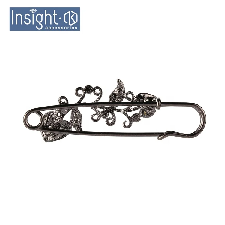 Allah Mashallah Charms Baby Stroller Pins Crystal Hijab Scarf Safety Pins Loops Big Islamic Baby Pin Brooch For Kids