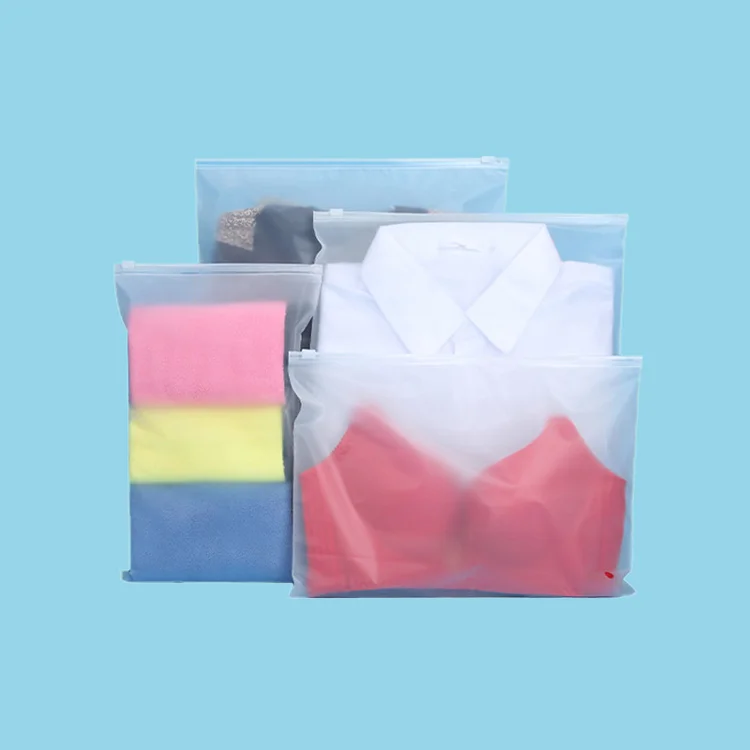 custom recyclable pe bags frosted  zipper top plastic bag ziplock garment bags with zipper
