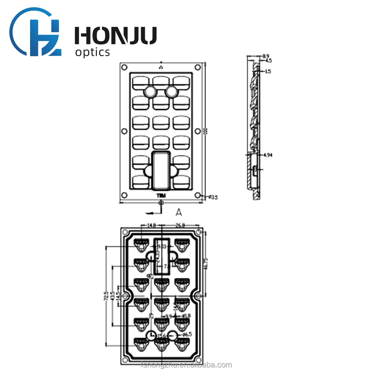 HONJU LED 16 бусин T2M уличный свет объектив для 3535 модуля наружный пластиковый светодиодный оптический