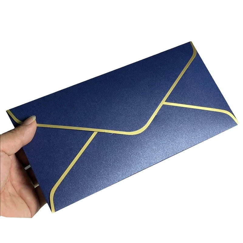 Custom Size A4 C5 Cardboard Foil Business Invitation Gift Card Packaging High Quality Pearl Iridescent Paper Envelope