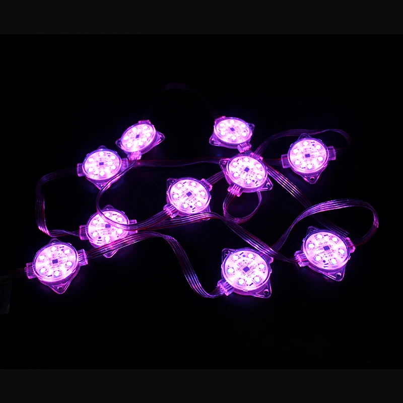 50mm Clear Flat LED DMX Pixel Point Light With DC24v 5050 RGB LED Chips For Building Lighting