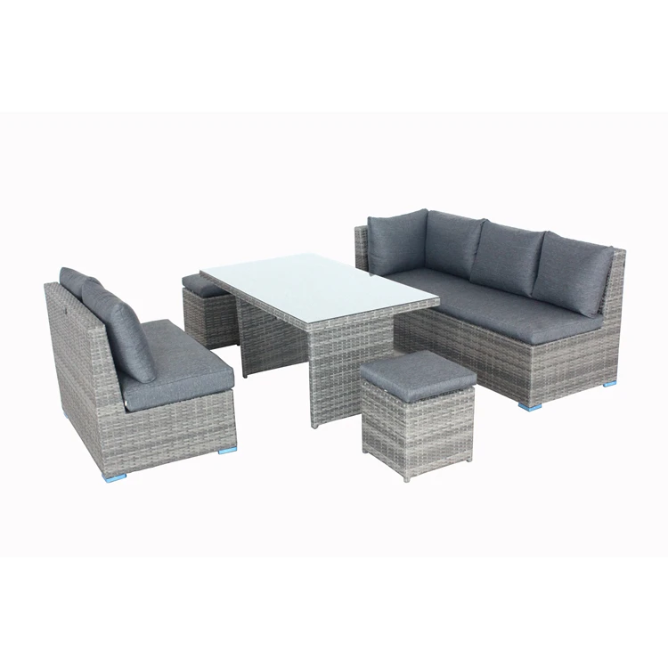 
2021 Fashion And Simple Style Outdoor Garden Furniture Dinning Lounge Rattan Sofa Set With Table 