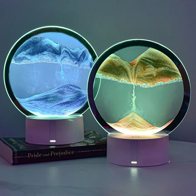 Creative Modern Quicksand RGB Table Lamp Home Decor Living Room Bedside Art Decorate Led 3d Night Light