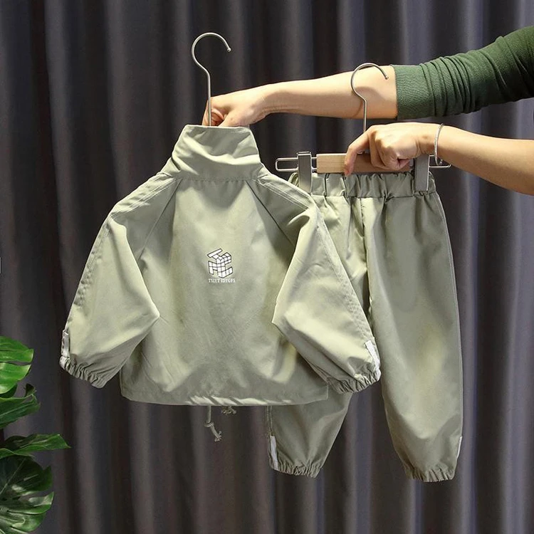 
Spring baby boys wholesale price clothing sets kids nylon sporty suit children high quality clothes 