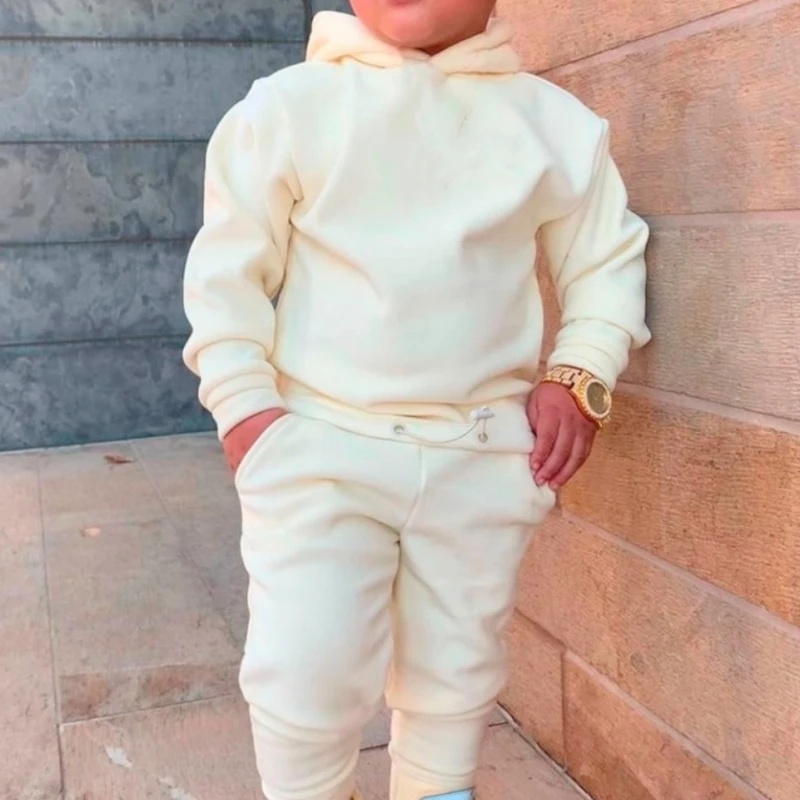 Designer Little Boy Clothes Fleece Tracksuits Custom Logo Sweatshirt Kids Boys Sweatsuit Hoodies Sets