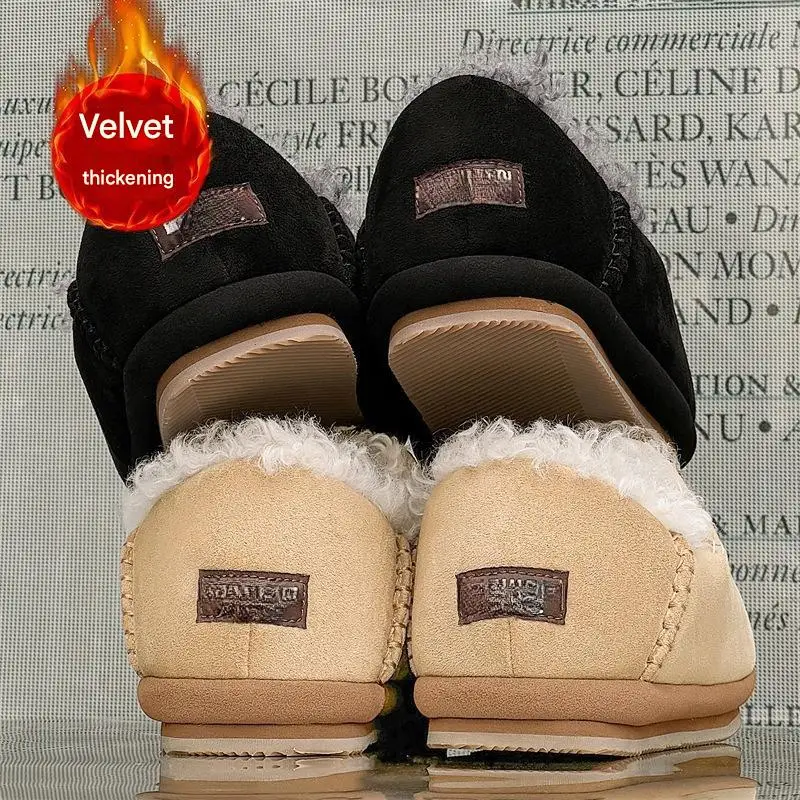 Autumn and Winter Home Fashion Casual Cotton Shoes New Non-slip Plus Fleece Cushioned Snow Boots Leather EVA Warm