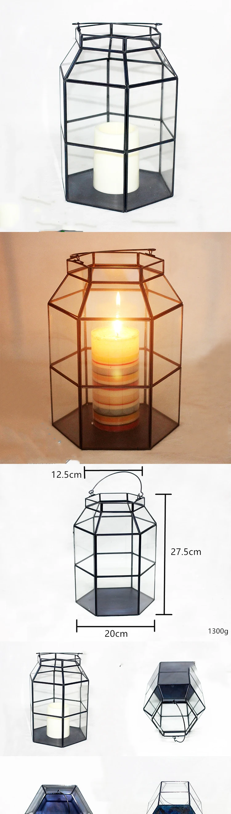 Wrought iron ornaments handmade retro handle wrought iron horse lamp candlestick Christmas gift big wrought iron decoration