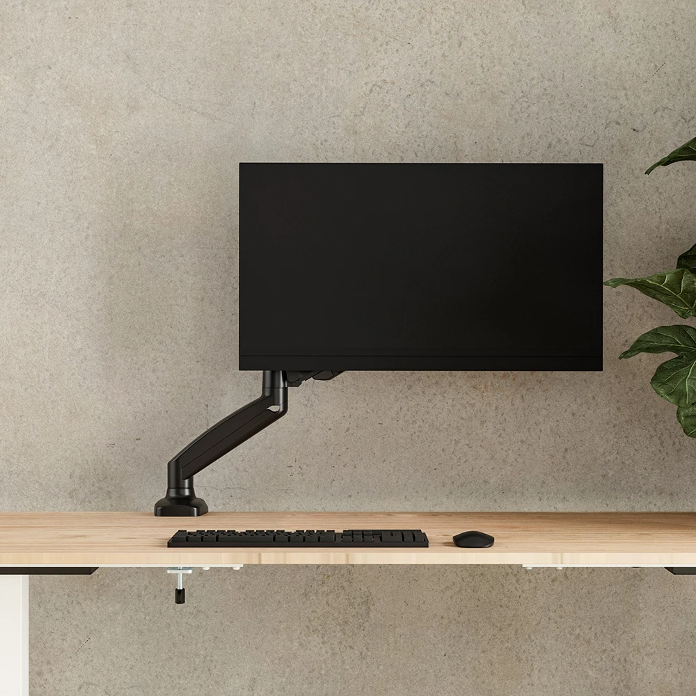 AUKI Single Aluminum Monitor Mount C-clamp Grommet Monitor Desk Mount, Max Vesa 100X100 Vesa Arm