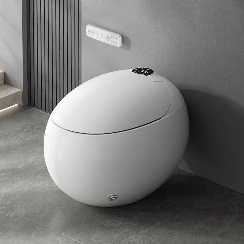 New Design Auto Induction Flushing Ceramic Intelligent Bowl Wc Bidet 220v S-trap Instant Heat Egg Shape P Trap Smart Toilet