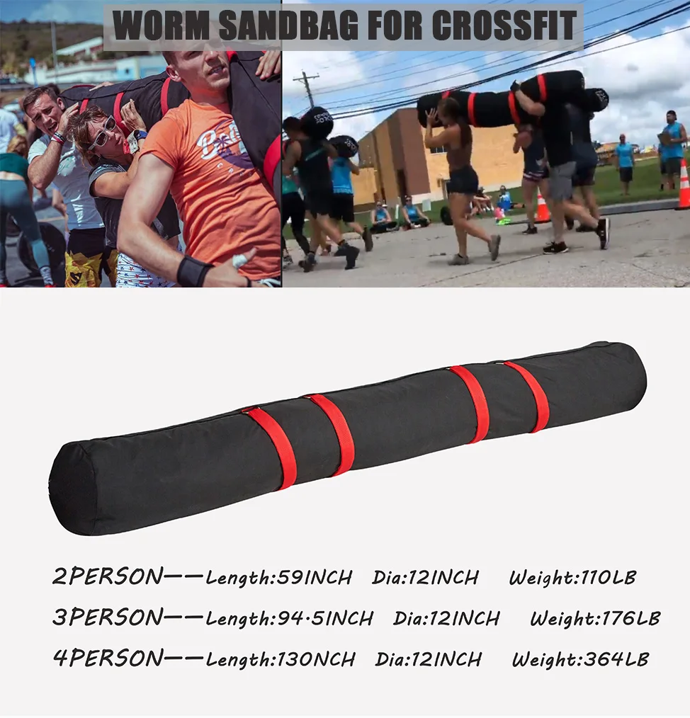 3 Person Worm Sandbag Workout Bag Cross Fitness Weight Lifting Capacity Training Nylon Worm Bag Sandbag