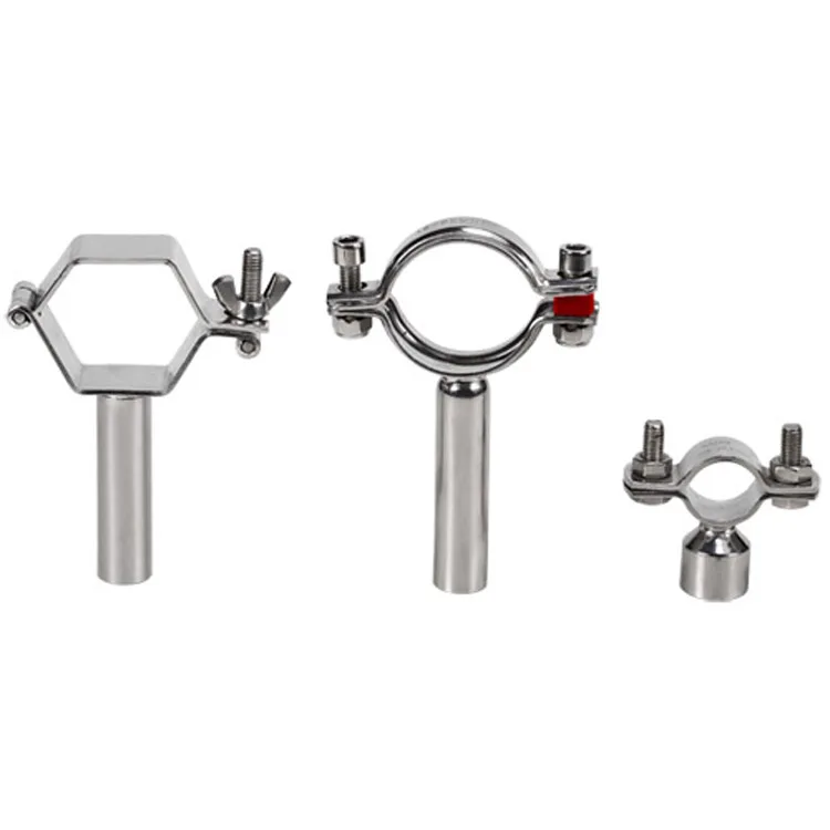 DONJOY Sanitary Stainless Steel 304 316L Pipe Hanger Holder Single/ Double Pin Ferrule Clamp Tri Clamp Pipe Fitting