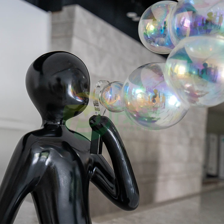 Customized Modern Europe Luxury Style Fiberglass Black Resin Art Indoor Decoration Bubble Person Sculpture