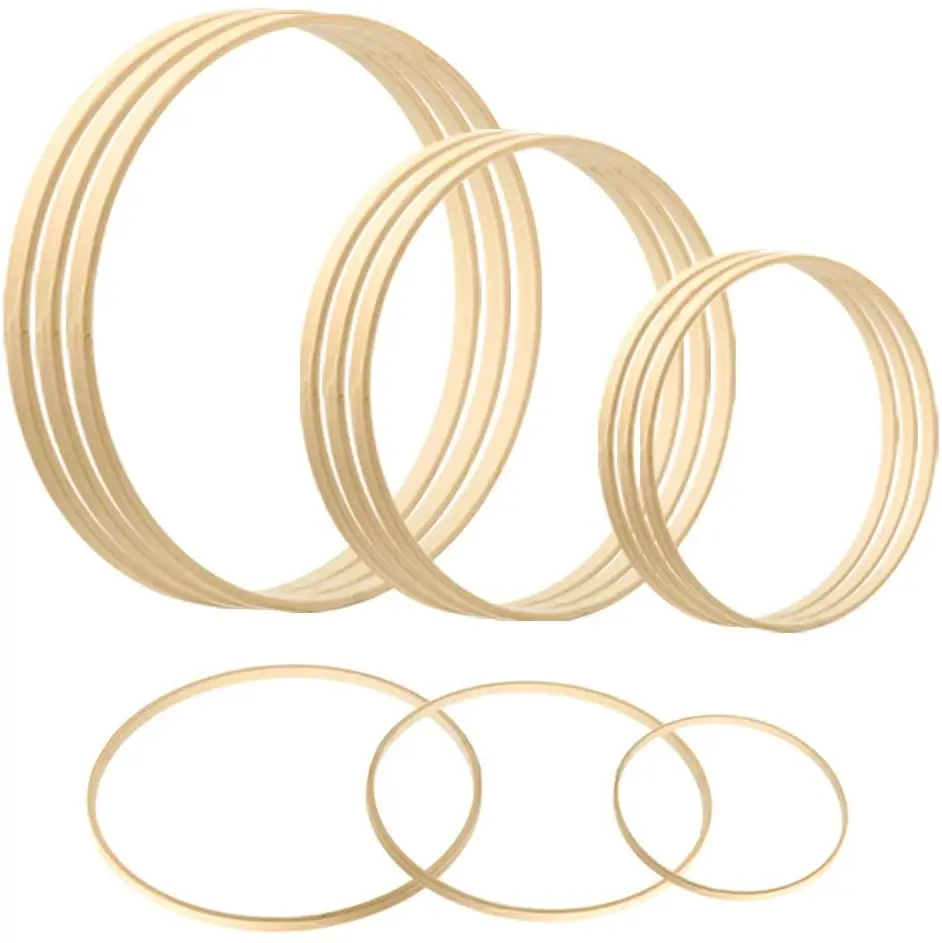 Floral Hoops Wreath Rings Wooden Macrame Bamboo wood Rings for DIY Dream Catcher