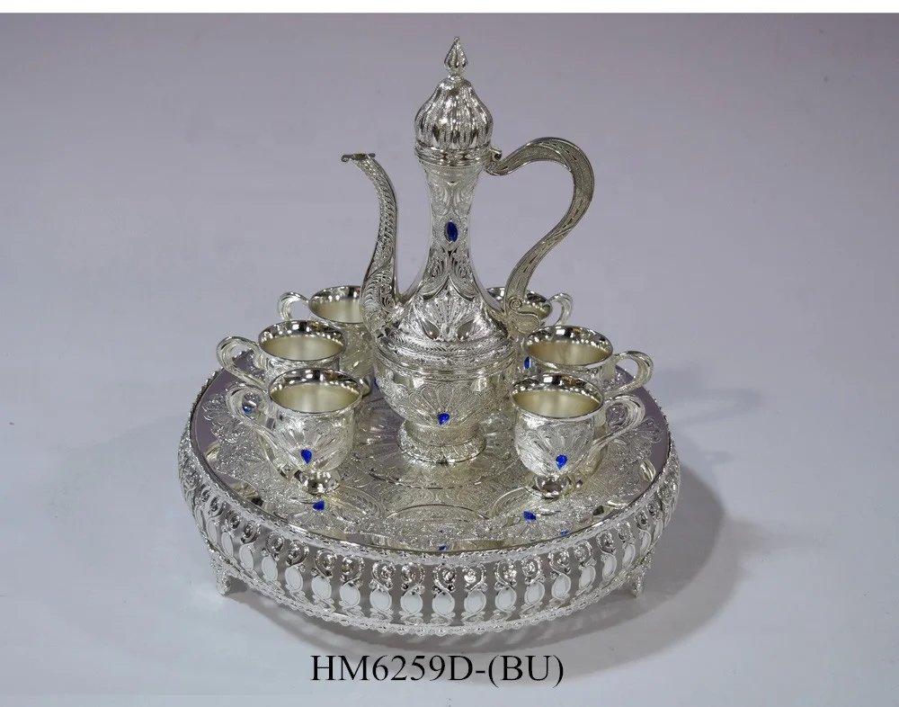 Saudi Arabic Luxury Mid-east Craft Gift 8 pcs Tea Coffee Cup Drinking Set