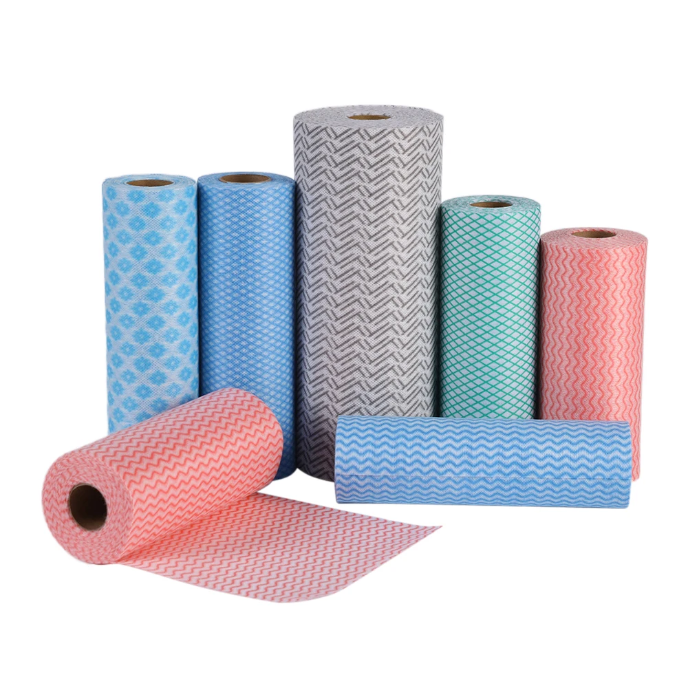 Customized OEM  Rolled Disposable Rag Multi-functional Dishwashing Cloth Household Kitchen Cleaning Cloth Non-woven Lazy Rag