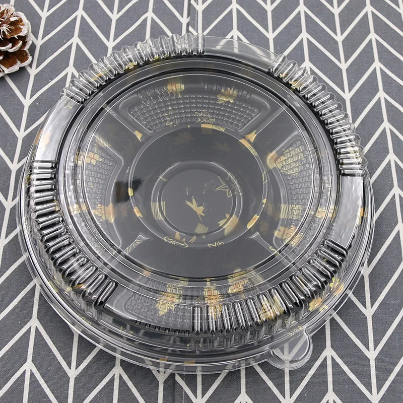 Disposable BOPS Round To Go Sushi Takeaway Container Plastic Food Packaging Boxes Trays With Lid