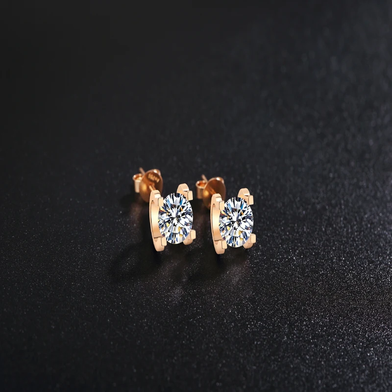 Wholesale Diamond Earring Factory Price 18K Solid Gold Round Cut Screw Back diamond Hoop Stud Earrings Men Women