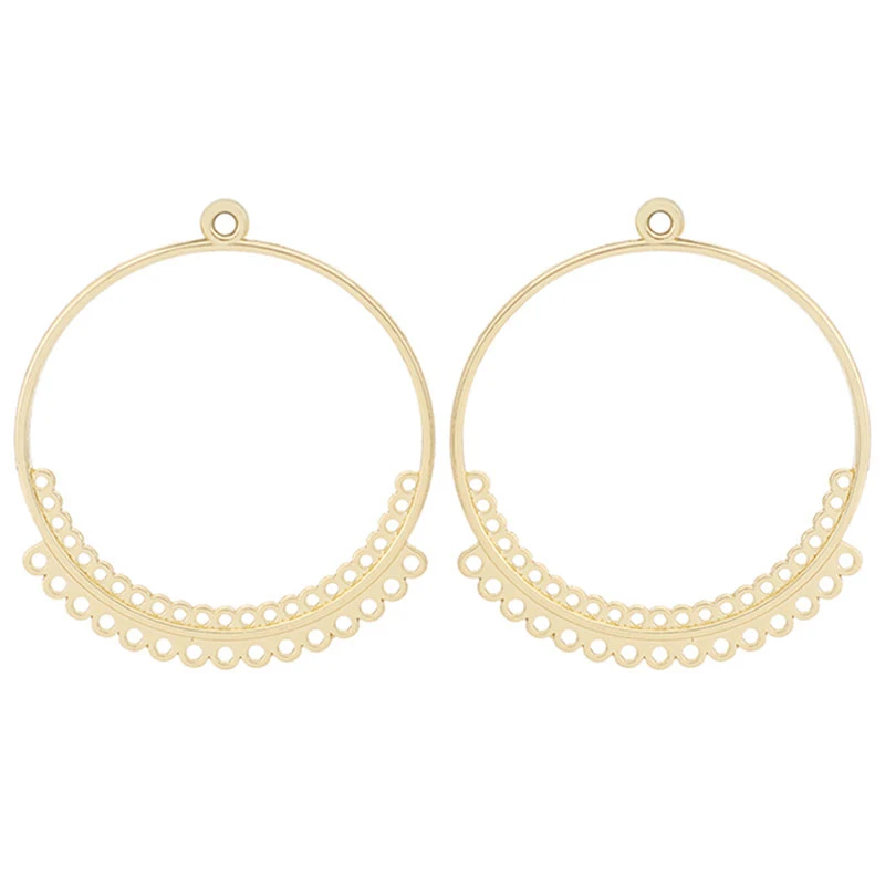 Gold Tone Boho Large Hollow Open Round Circle Connector Charms Pendants for Earrings DIY Jewelry Making