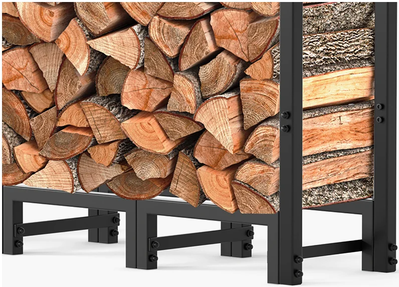 4FT High-capacity Steel Indoor & Outdoor Fire Pit Wood Storage Accessory Firewood Log Rack & Tool Set