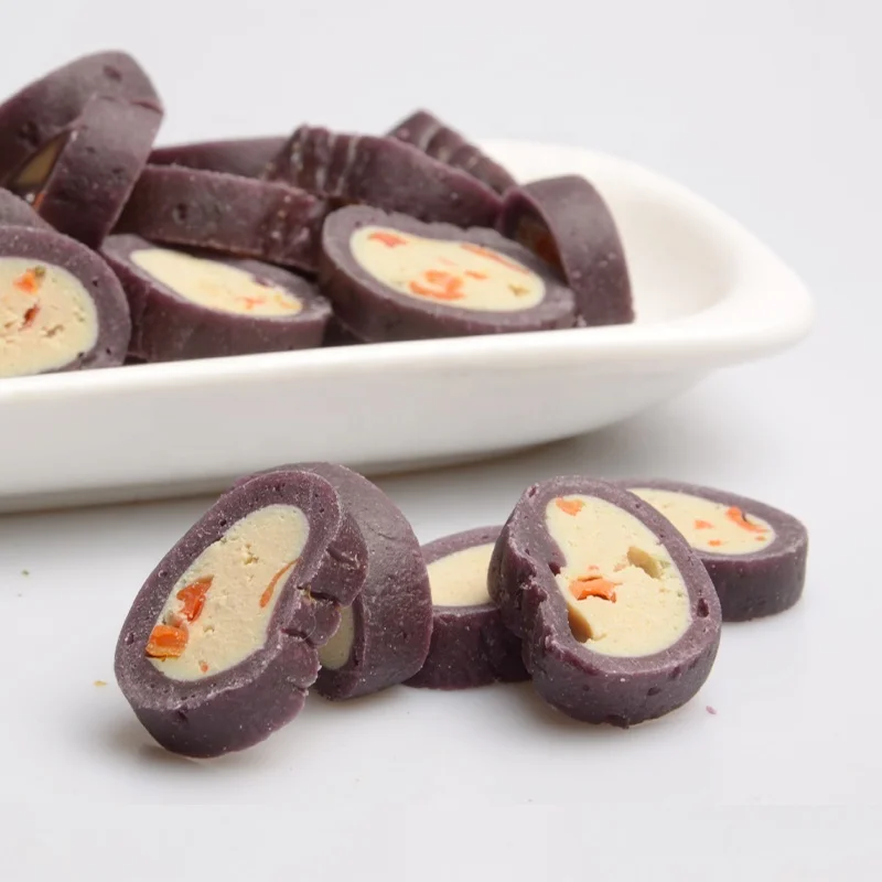 Dog  treat factory direct wholesale price purple potato cod sandwich slices high quality human edible dog treat