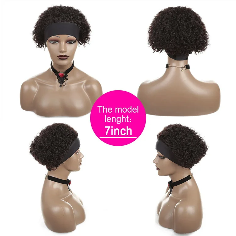 headband wig  short hair wigs kinky curly afro human hair water wave bob for women