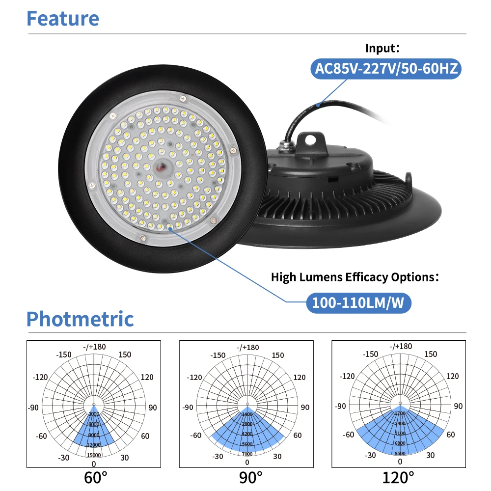 Wholesale Price 100W 150W 200W UFO LED High Bay Lights Waterproof Commercial Industrial Lighting Warehouse Led High Bay Lamp
