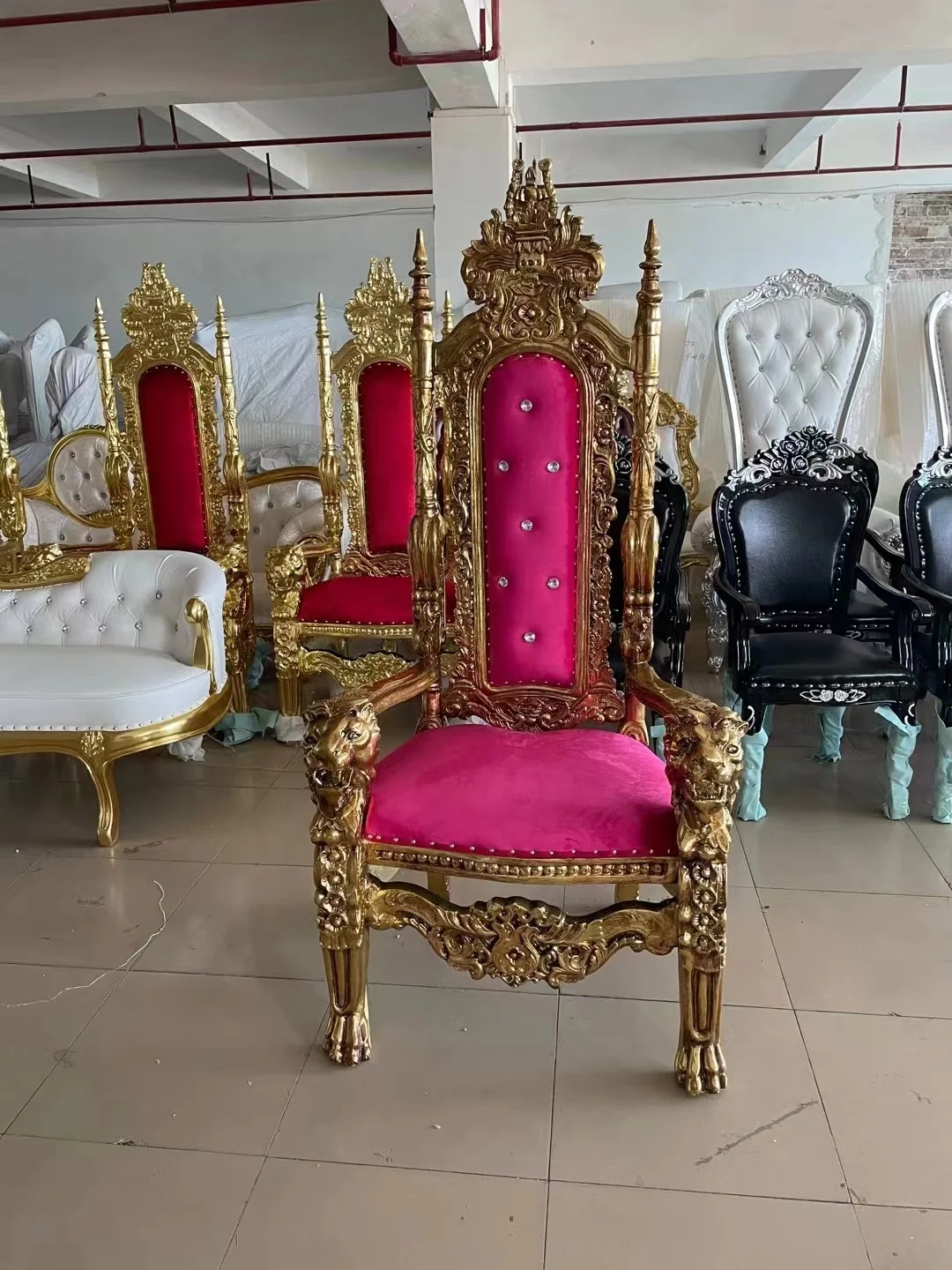Luxury Wedding Furniture Gold Wedding Lion King Throne Chair
