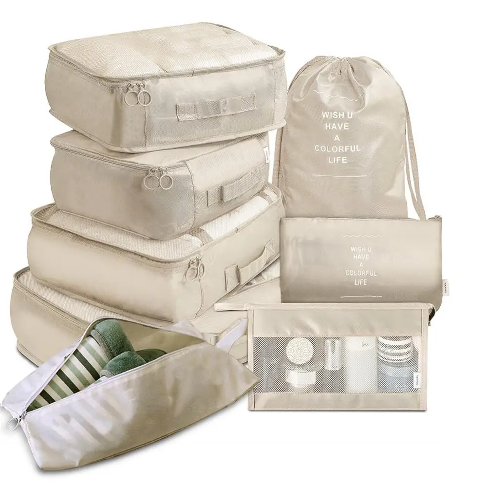 Packing Cubes for Travel 8Pcs Travel Cubes Set Foldable Suitcase Organizer Lightweight Luggage Storage Bag