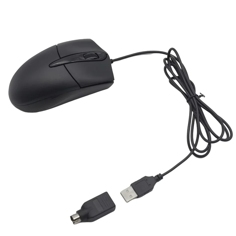 Wired PS2 Optical 3 Button Mouse with 1000 DPI and Illuminated Wheel, Black