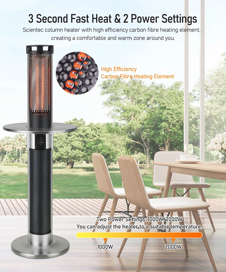Custom Carbon Fibre Heaters Outdoor Garden Bar Table Electric Heater