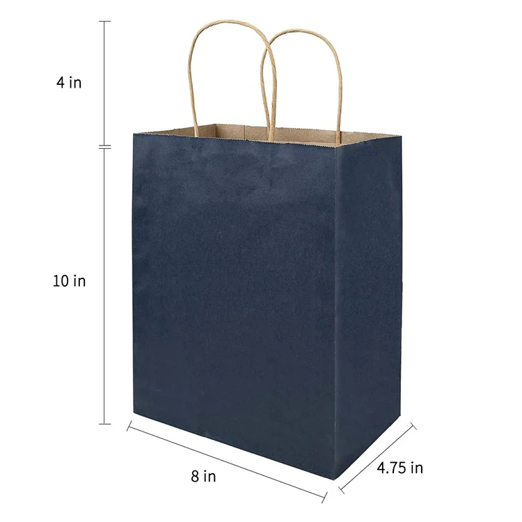 Перерабатываемый Пользовательский логотип черный пакет из крафт-бумаги сумка для покупок крафт-бумага с витой ручкой