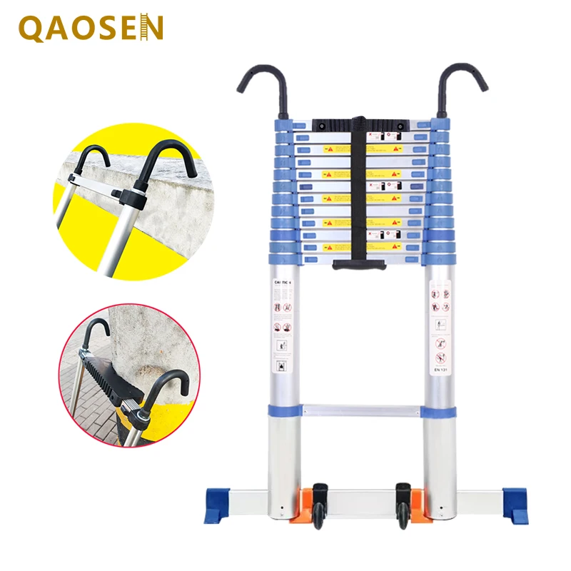 Anti-slip Cushion Telescopic Ladder with Hook and Balance Bar Easy to Use Home Outdoor