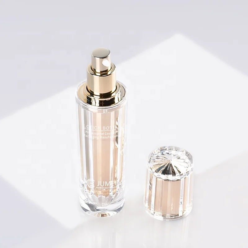 Empty Lotion Bottle with Pump Acrylic Cosmetic Jars Beauty Cream Container Golden Plastic Packaging