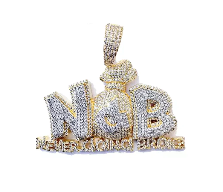 2023 New Hip Hop Iced Out Bling Cubic Zircon Letters Necklaces Pendant for Men Two Tone Plated Fashion Jewelry