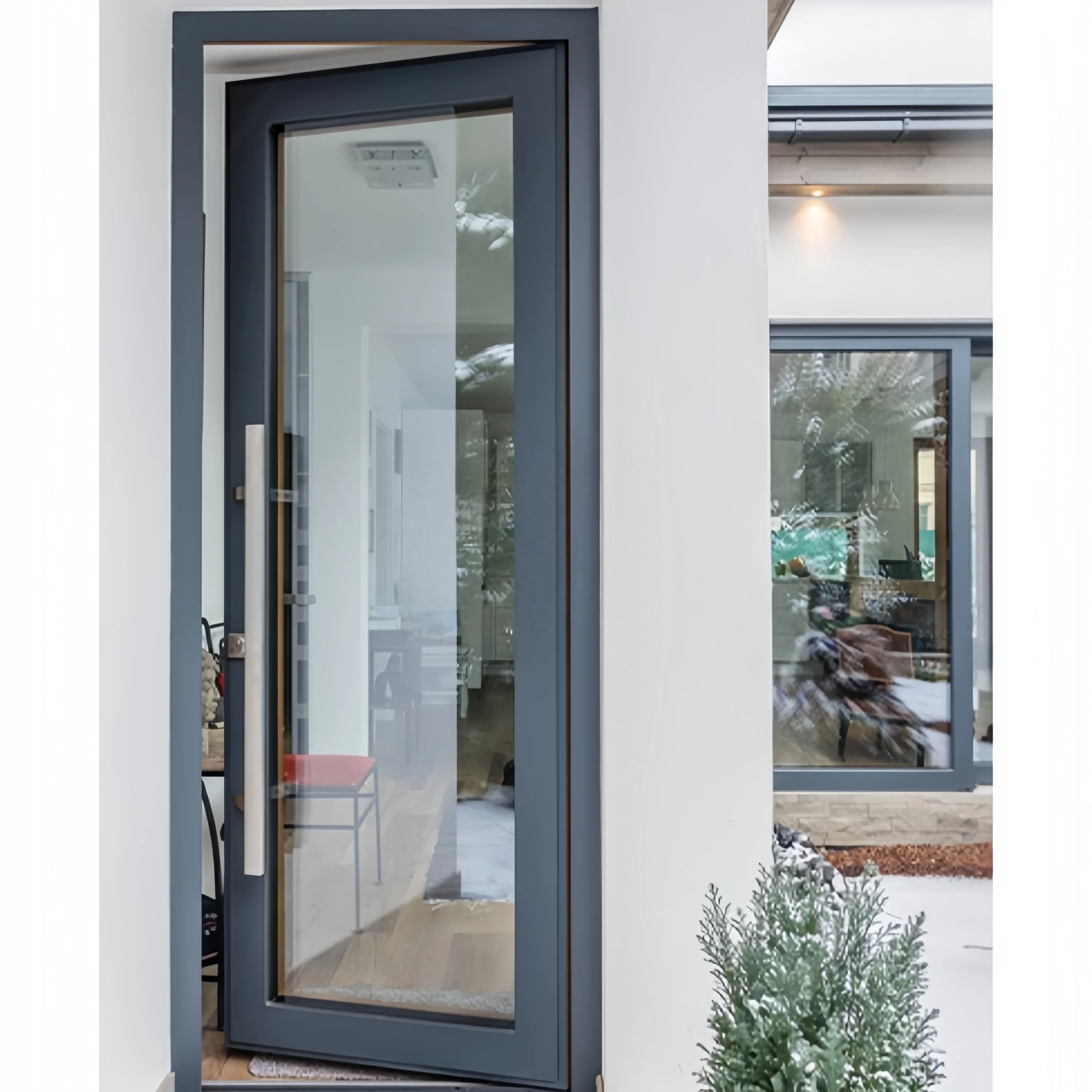 customized Black Aluminium Frame Casement Doors with Handle Tempered Glass Swing Door Double Glazed casement window for sale
