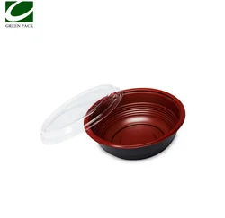 1000ml Big Capacity Microwavable made in Recyclable Plastic Material PP Soup / Ramen Bowl with OPS or Natural PP Lid